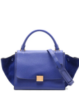 Pre-Loved Trapeze Handbag Leather Medium with Gold Hardware, Blue