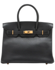 Pre-Loved Birkin Handbag Leather 30 with Gold Hardware, Black