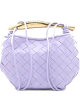 Pre-Loved Sardine Crossbody Bag Intrecciato Leather Mini with Gold Hardware, Lilac