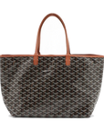 Pre-Loved Saint Louis Tote Goyardine Coated Canvas PM with Silver Hardware, Black/Brown