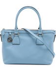 Pre-Loved Interlocking G Charm Tote Leather with Gold Hardware, Light Blue