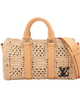 Pre-Loved Keepall XS Handbag Raffia XS with Gold Hardware, Natural Beige