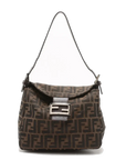 Pre-Loved Mamma Baguette Shoulder Bag Zucca Coated Canvas with Silver Hardware, Brown