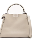 Pre-Loved Peekaboo Iconic Selleria Handbag Leather Small with Silver Hardware, Ivory