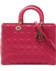 Pre-Loved Lady Dior Handbag Cannage Leather Large with Gold Hardware, Pink