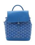 Pre-Loved Alpin Mini Backpack Goyardine Coated Canvas Mini with Silver Hardware, Blue