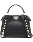 Pre-Loved Peekaboo Handbag Leather Mini with Silver Hardware, Black