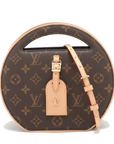 Pre-Loved Petite Boite Chapeau Handbag Monogram Coated Canvas PM with Gold Hardware, Brown