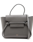 Pre-Loved Belt Bag Handbag Leather Micro with Gold Hardware, Grey