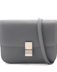 Pre-Loved Classic Box Shoulder Bag Leather Medium with Silver Hardware, Gray