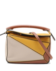 Pre-Loved Puzzle Handbag Leather Mini with Gold Hardware, Yellow, Tan, Cream