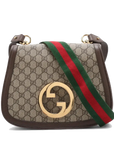 Pre-Loved Blondie Shoulder Bag GG Supreme Coated Canvas with Gold Hardware, Beige/Ebony