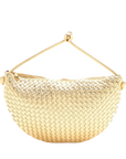 Pre-Loved Sardine Shoulder Bag Intrecciato Leather Mini with Gold Hardware, Gold