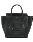 Pre-Loved Luggage Tote Leather Micro with Gold Hardware, Black