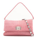 Pre-Loved Matelassé Crystal Cloquè Shoulder Bag Quilted Leather with Silver Hardware, Pink