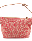 Pre-Loved Anagram Pochette Shoulder Bag Anagram Canvas Small with Gold Hardware, Red and Beige