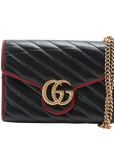 Pre-Loved GG Marmont Torchon Wallet on Chain Crossbody Bag Quilted Leather Mini with Gold Hardware, Black