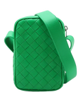 Pre-Loved Intrecciato Phone Pouch Crossbody Bag Intrecciato Leather Mini with Silver Hardware, Green