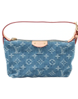 Pre-Loved Baggy PM Pochette Monogram Denim PM with Gold Hardware, Blue