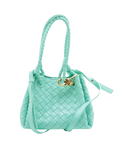 Pre-Loved Andiamo Handbag Intrecciato Leather Mini with Gold Hardware, Mint Green