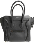 Pre-Loved Luggage Tote Leather Micro with Silver Hardware, Black