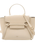 Pre-Loved Belt Bag Handbag Leather Micro with Gold Hardware, Cream