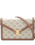 Pre-Loved Triomphe Wallet on Chain Crossbody Bag Triomphe Canvas with Gold Hardware, Beige and Tan