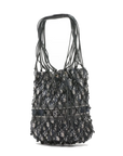 Pre-Loved Oblique Net Tote Tote Oblique Coated Canvas with Gold Hardware, Navy Blue and Beige