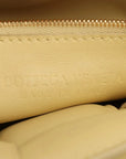 Pre-Loved Chain Cassette Shoulder Bag Intrecciato Leather with Gold Hardware, Pale Yellow
