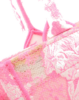 Pre-Loved Book Tote Tote Toile de Jouy Embroidered Canvas Small, Pink