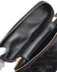 Pre-Loved Intrecciato Camera Bag Crossbody Bag Intrecciato Leather Small with Gold Hardware, Black