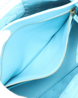 Pre-Loved Andiamo Handbag Intrecciato Leather Small with Gold Hardware, Light Blue