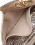 Pre-Loved Lady Dior Handbag Cannage Leather Mini with Gold Hardware, Metallic Champagne Gold