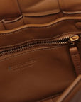 Pre-Loved Padded Cassette Crossbody Bag Intrecciato Leather Small with Gold Hardware, Tan