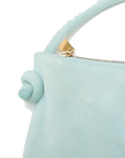 Pre-Loved Knot Shoulder Bag Suede Small with Gold Hardware, Light Blue