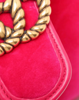 Pre-Loved GG Marmont Shoulder Bag Quilted Velvet Small with Aged Gold Hardware, Pink