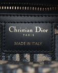 Pre-Loved Lady Dior Wicker Handbag Wicker Oblique Medium with Aged Gold Hardware, Natural / Navy