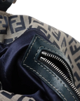 Pre-Loved Mamma Baguette Shoulder Bag Zucchino Coated Canvas with Silver Hardware, Grey / Navy