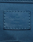 Pre-Loved Tadao Tote Damier Leather with Silver Hardware, Teal Blue