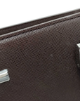 Pre-Loved Tote Leather with Silver Hardware, Dark Brown
