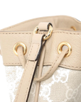 Pre-Loved Ophidia Bucket Bag GG Supreme Coated Canvas Mini with Gold Hardware, Beige / White