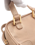 Pre-Loved Amazona Handbag Leather Mini with Gold Hardware, Metallic Beige