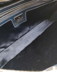 Pre-Loved Mamma Baguette Shoulder Bag Zucchino Canvas Coated with Silver Hardware, Navy and Grey
