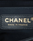 Pre-Loved Chevron Flap Bag Shoulder Bag Chevron Leather Small with Gold Hardware, Navy Blue