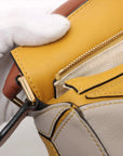 Pre-Loved Puzzle Handbag Leather Mini with Gold Hardware, Yellow, Tan, Cream