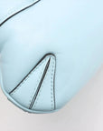 Pre-Loved Horsebit Chain Shoulder Bag Quilted Leather Small with Silver Hardware, Light Blue