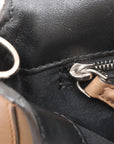 Pre-Loved Baguette Crossbody Bag Monogram Suede Mini with Silver Hardware, Beige