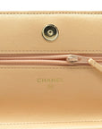 Pre-Loved Wallet on Chain Crossbody Bag Quilted Tweed with Gold Hardware, Beige Multicolor
