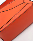 Pre-Loved Puzzle Handbag Leather Mini with Gold Hardware, Orange
