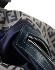 Pre-Loved Mamma Baguette Shoulder Bag Zucchino Coated Canvas with Silver Hardware, Grey / Navy